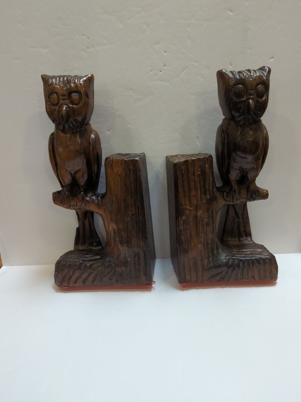 Set Of Vintage Mid-Century Modern Owl‎ Bookends Wooden Circa 1960 s